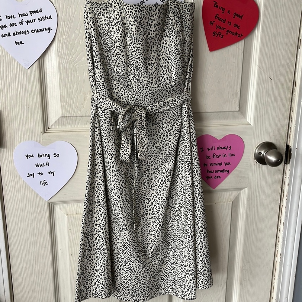 WHBM Animal/Leopard Print strapless dress. Size 10